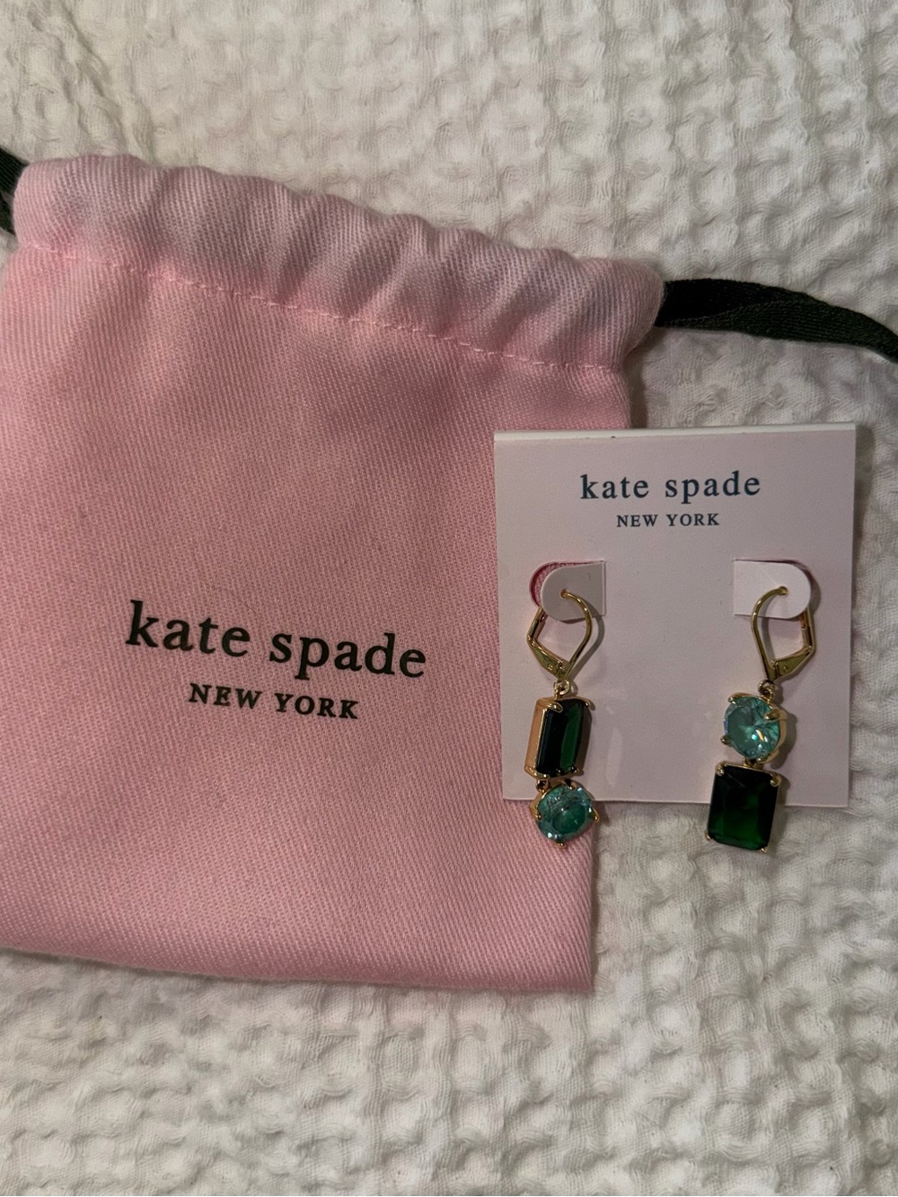 Kate Spade Shine On Teal and Green Drop Earrings